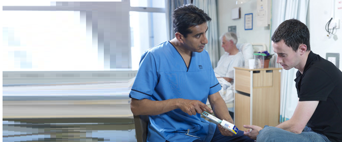 nurse with young male patient